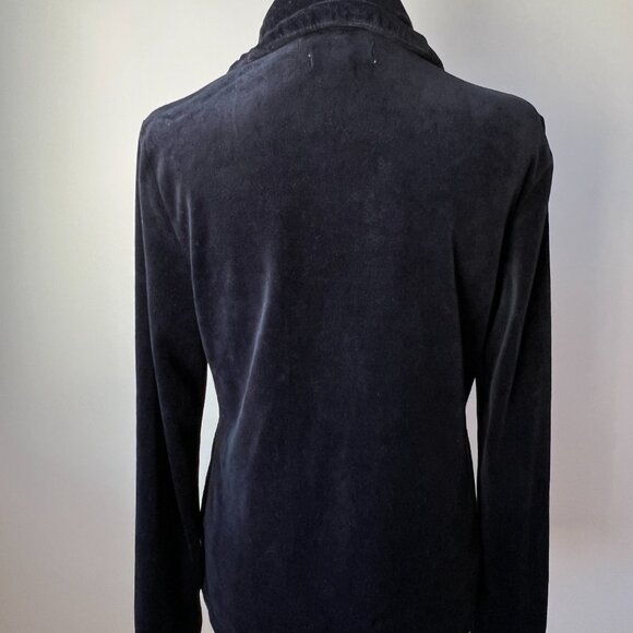 Lord & Taylor Black Velvet Zip-Front Jacket - Size M - Cozy Chic! - Picture 3 of 11